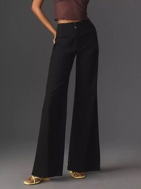 Anthropologie Maeve The Junie High Rise Wide Leg Ponte Pants Size 16